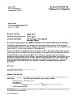 Wisconsin 28 Day Notice to Terminate Tenancy