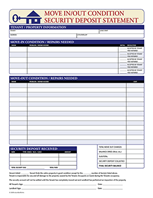 Security Deposit Receipt - Move In/Out Condition