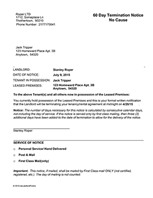 Oregon 60 Day Termination Notice-No Cause