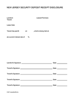New Jersey Security Deposit Receipt Disclosure