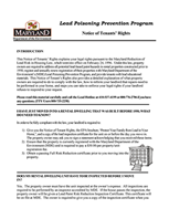 Maryland Lead Poisoning Prevention-  Notice of Tenants' Rights