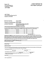 California 3 Day Notice to Pay or Quit