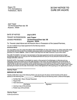 Tennessee 30 Day Notice to Cure or Vacate