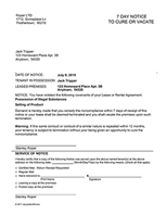 Delaware 7 Day Notice To Cure or Vacate 