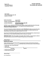 Alaska 10 Day Notice to Cure or Vacate
