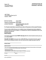 Vermont 30 Day Termination of Tenancy (Breach of Lease)