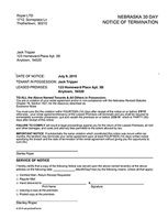 Nebraska 30 Day Notice of Termination