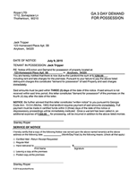 Georgia 3 Day Demand for Possession