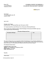 Florida Notice to Impose Claim on Security Deposit
