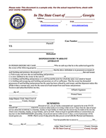 Georgia Sample Dispossessory Warrant & Affidavit