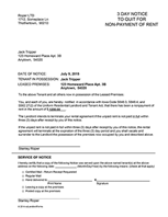 Iowa 3 Day Notice to Quit for Non-Payment of Rent