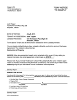Iowa 7 Day Notice to Comply