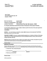 Kentucky 14 Day Notice to Cure or Vacate