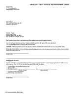 Alabama 14 Day Notice To Terminate the Lease