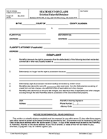 Alabama Statement of Claim (Unlawful Detainer)