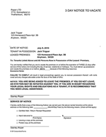 Ohio 3 Day Notice to Vacate