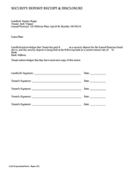 Security Deposit Receipt & Disclosure