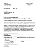 Massachusetts 30 Day Notice to Quit
