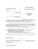 South Carolina Application for Ejectment