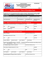 District of Columbia  RAD Registration - Claim of Exemption Form
