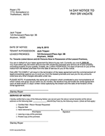 Tennessee 30 Day Notice to Pay or Vacate
