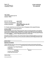 Tennessee 14 Day Notice to Vacate
