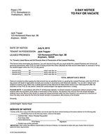Wisconsin 5 Day Notice to Cure or Vacate Premises