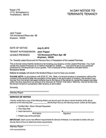 Wisconsin  14 Day Notice to Vacate