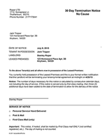 Oregon  30 Day Termination Notice-No Cause