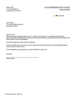 Unauthorized Pet Lease Violation