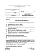 Alaska Forcible Entry and Detainer Complaint