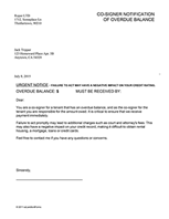Co-Signer Notice of Overdue Balance