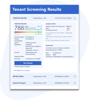 Tenant Screening Results