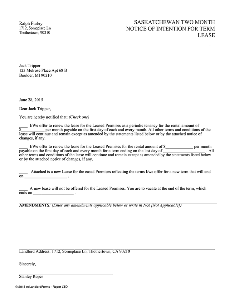 2 Month Notice Letter To Landlord Template Get What You Need For Free