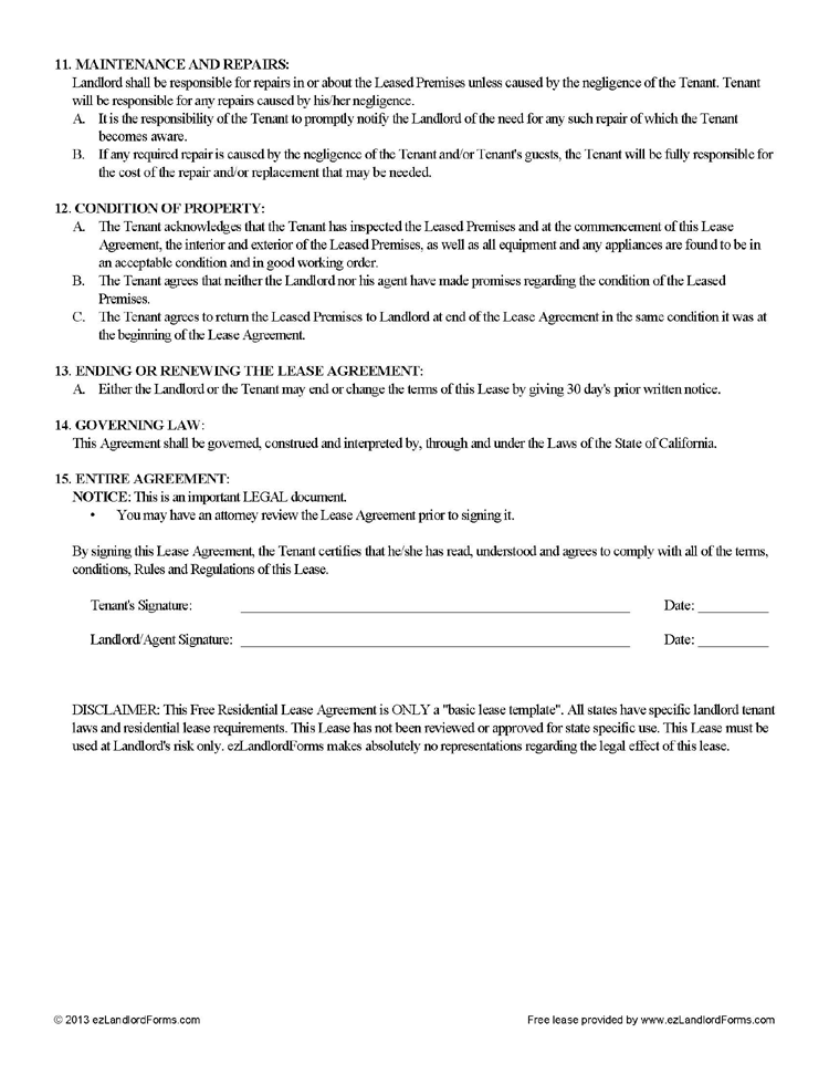 Free Printable Lease Template from www.ezlandlordforms.com