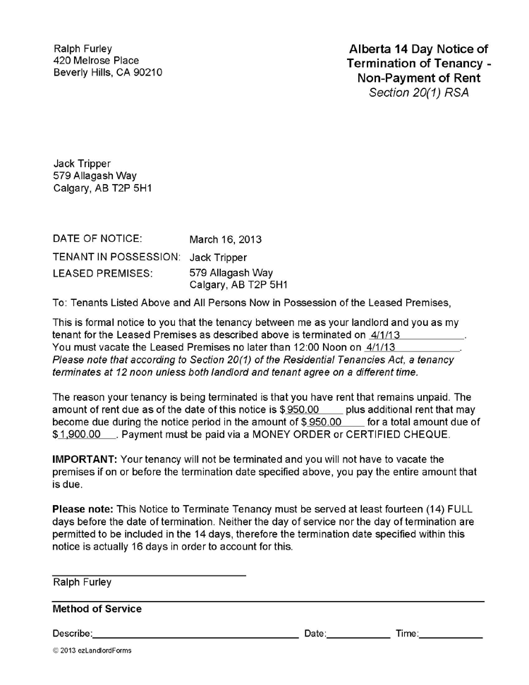 Letter To Tenants For Nonpayment Of Rent from www.ezlandlordforms.com