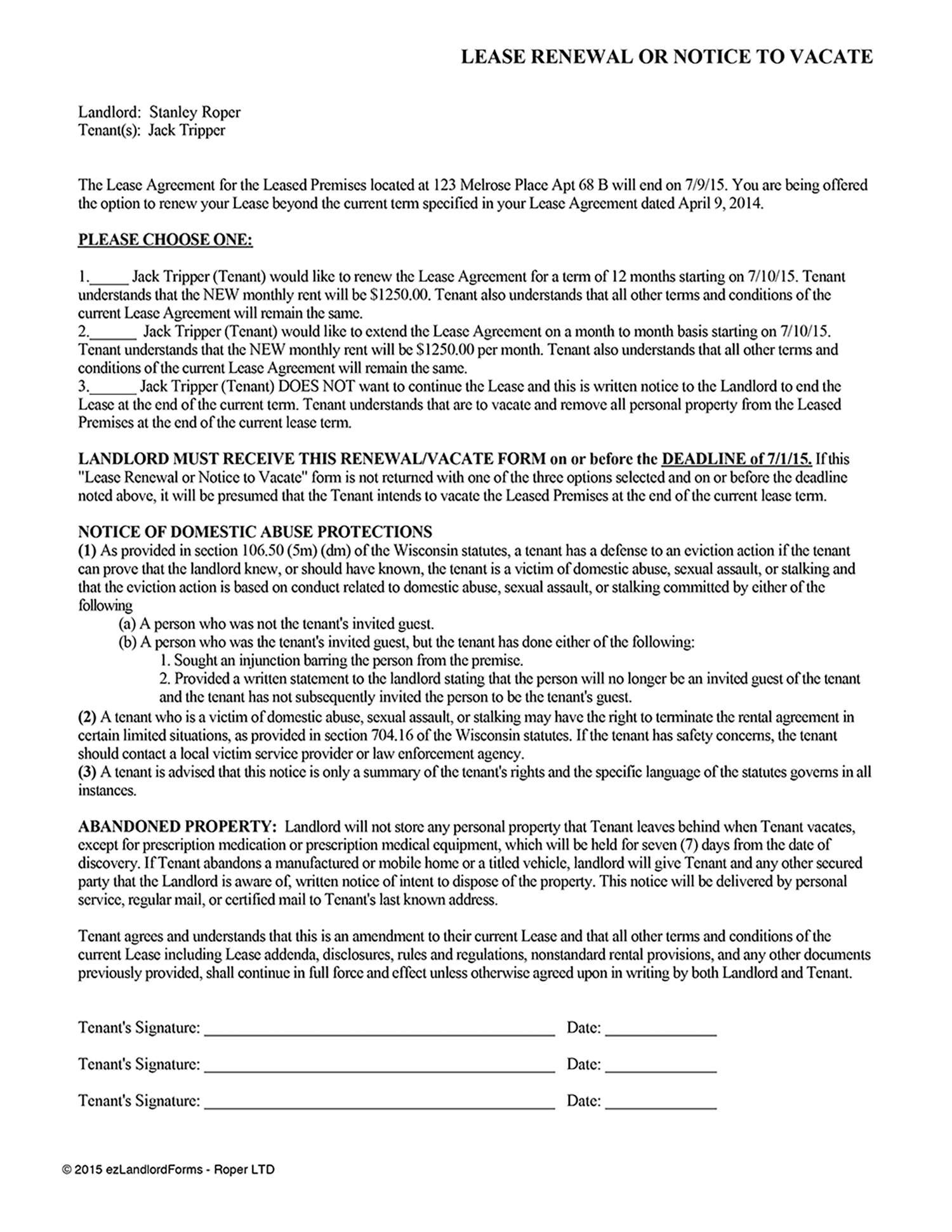 Non Renewal Of Lease Letter To Tenant from www.ezlandlordforms.com