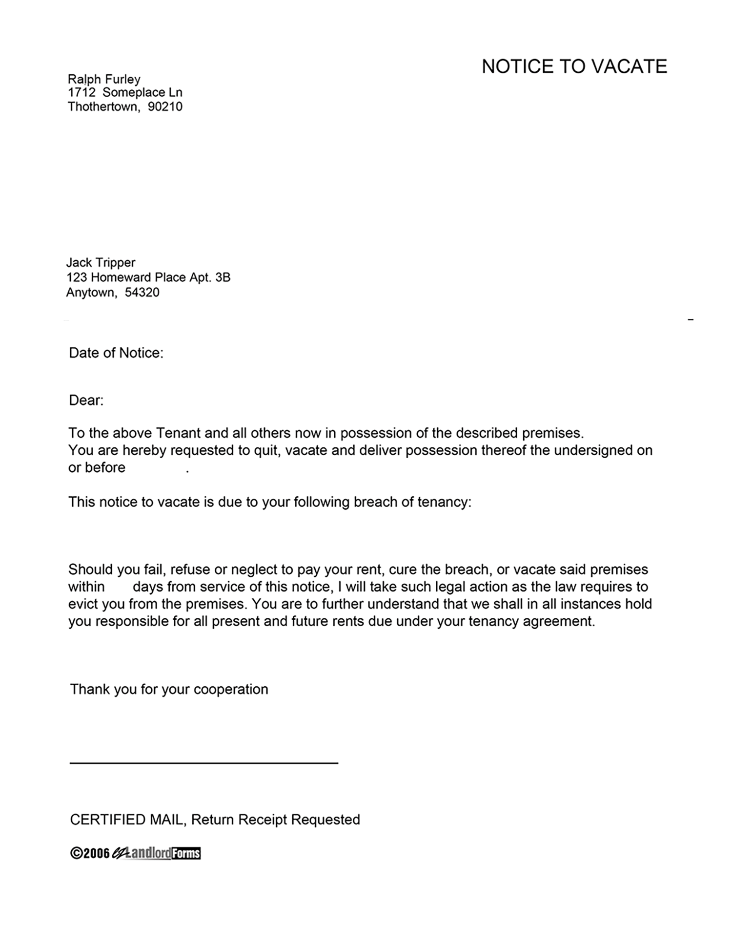 Move Out Letter From Landlord from www.ezlandlordforms.com