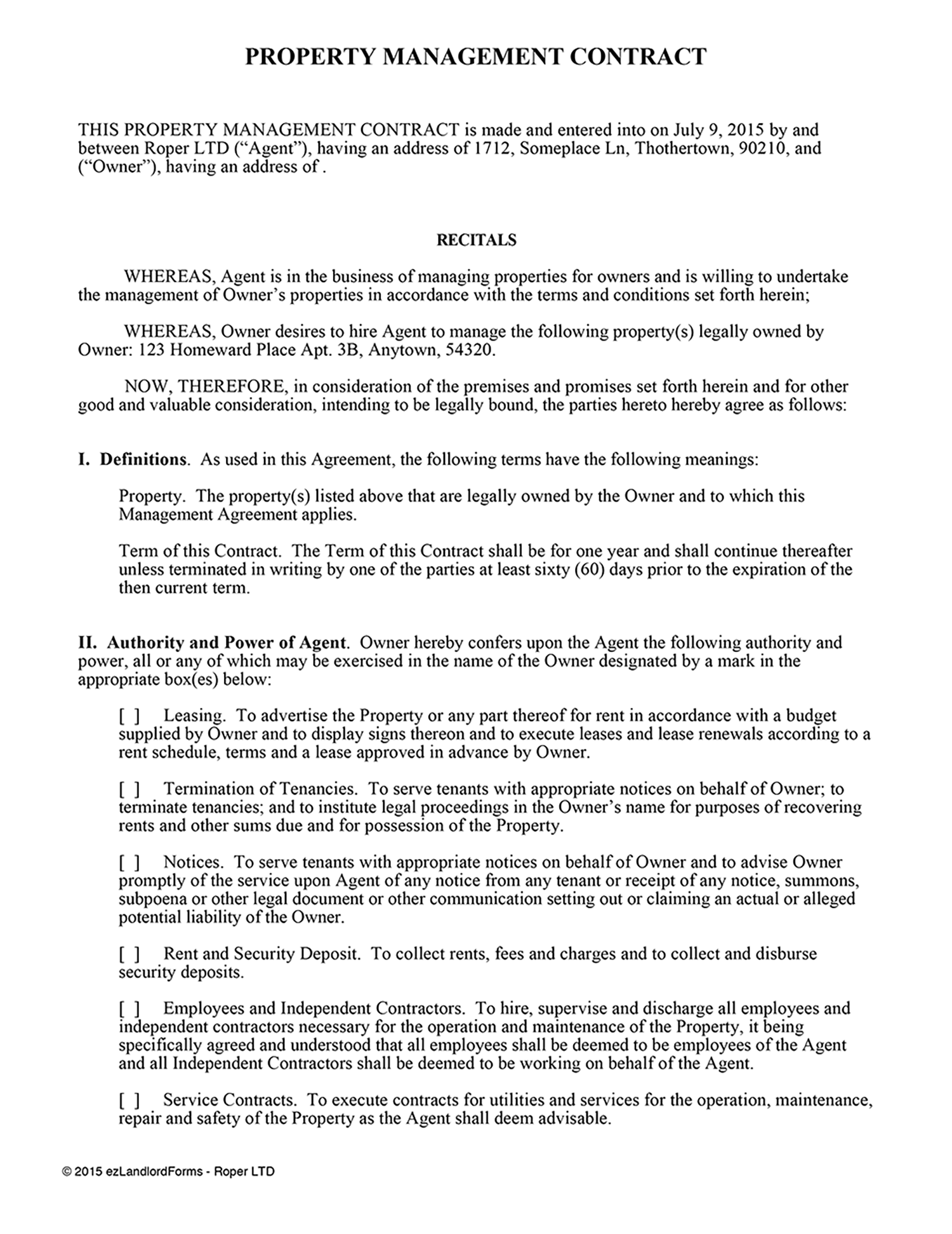 Sample Letter To Terminate Property Management Agreement from www.ezlandlordforms.com