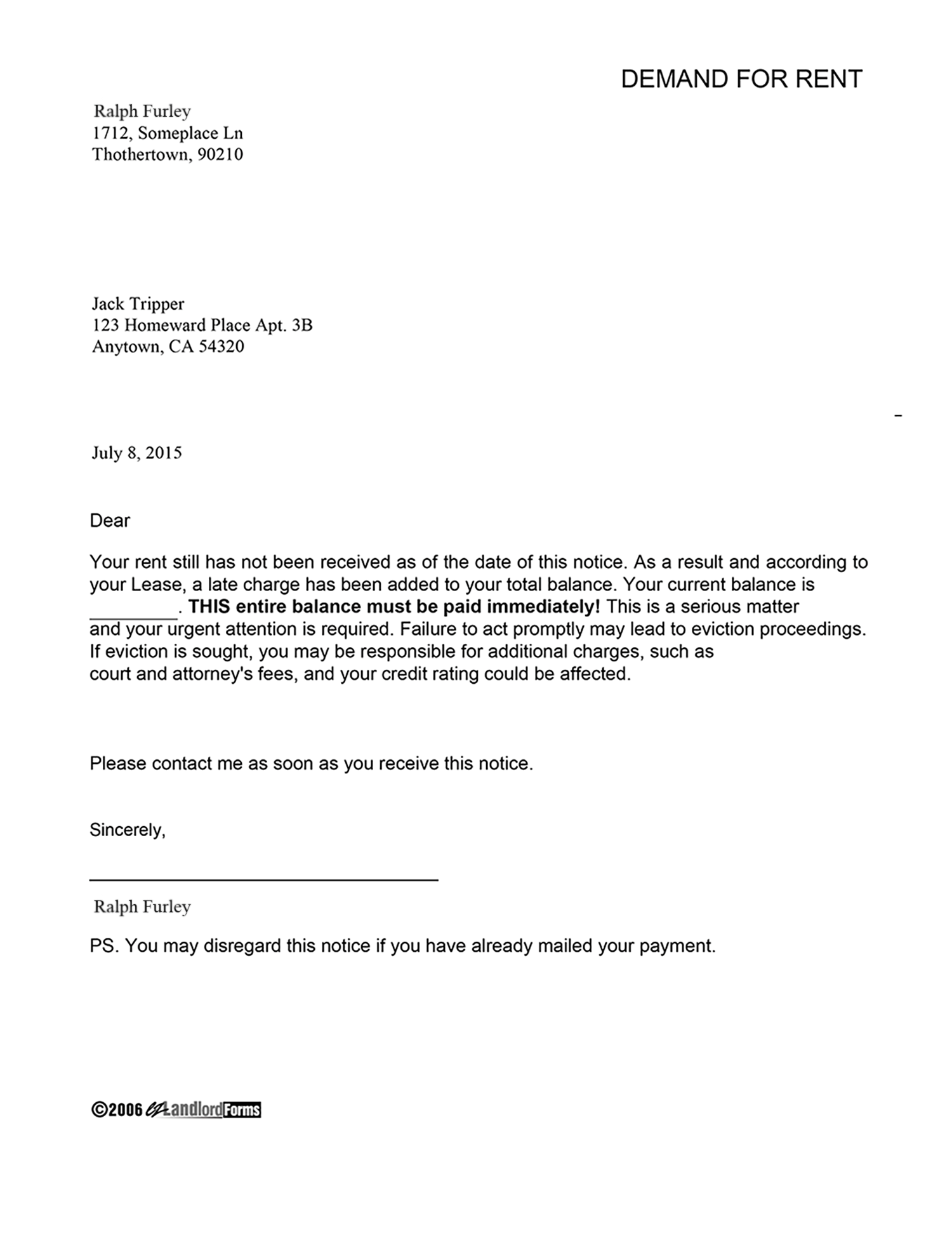 Rent Demand Letter Template from www.ezlandlordforms.com