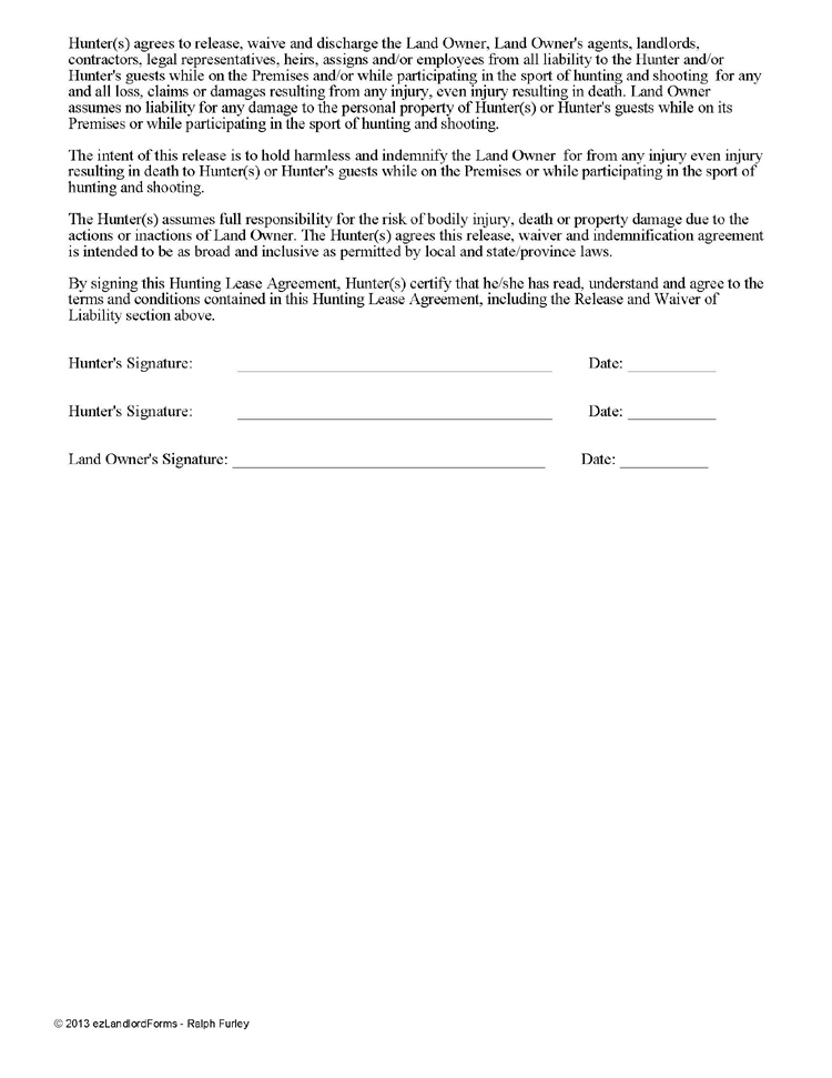 Hunting Lease Agreement Template PDF Template