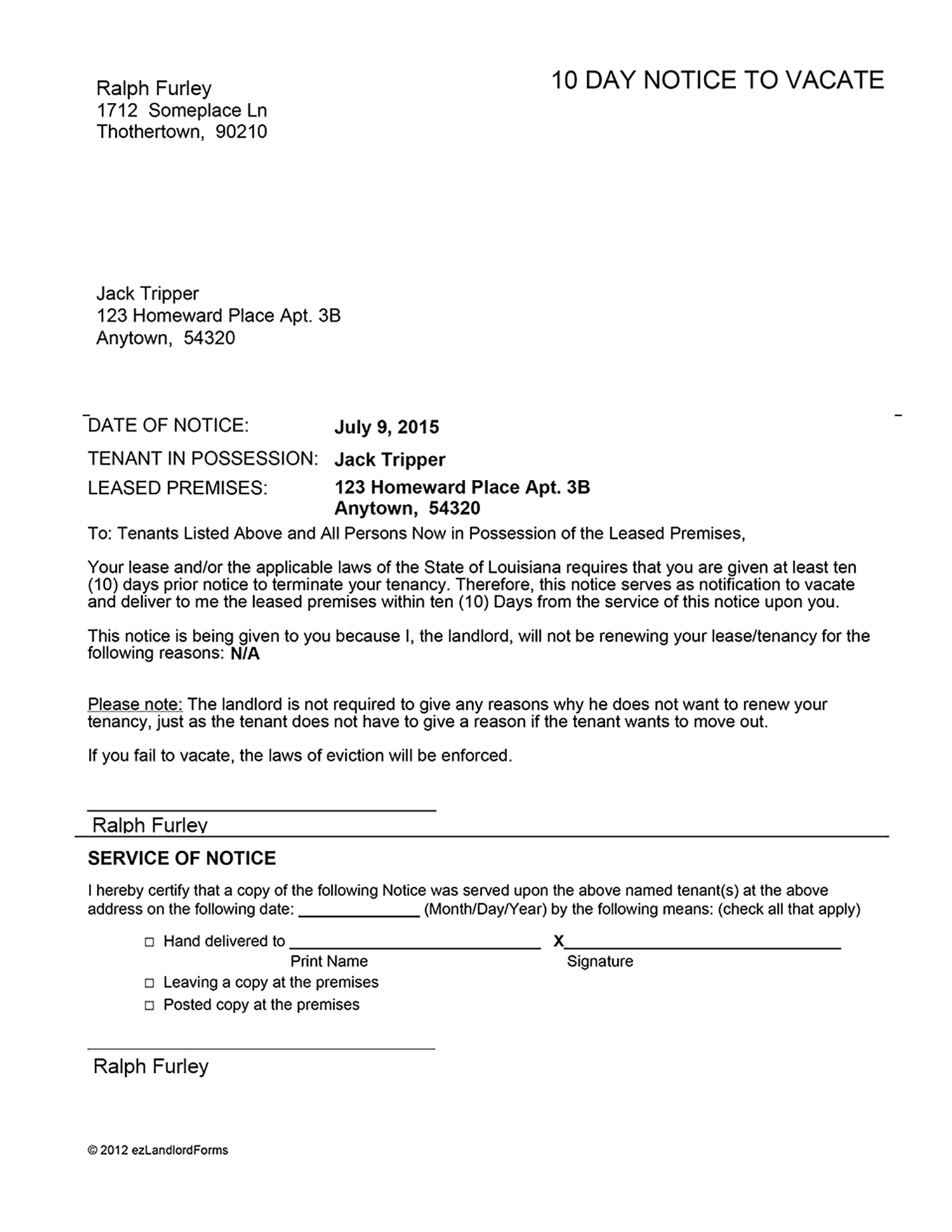 Letters Of Eviction Template from www.ezlandlordforms.com