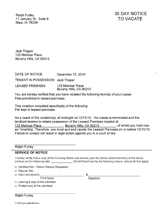 60 Days Notice Letter To Landlord from www.ezlandlordforms.com