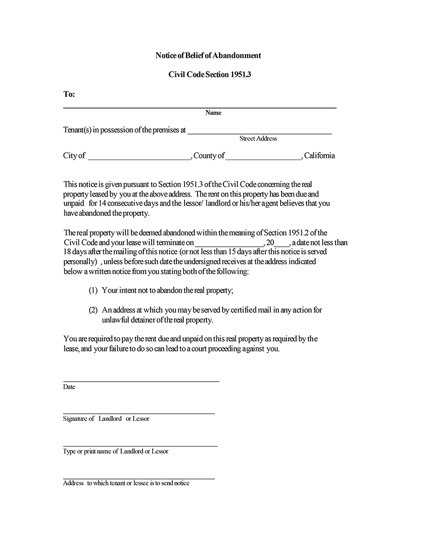 Certified Letter To Landlord from www.ezlandlordforms.com