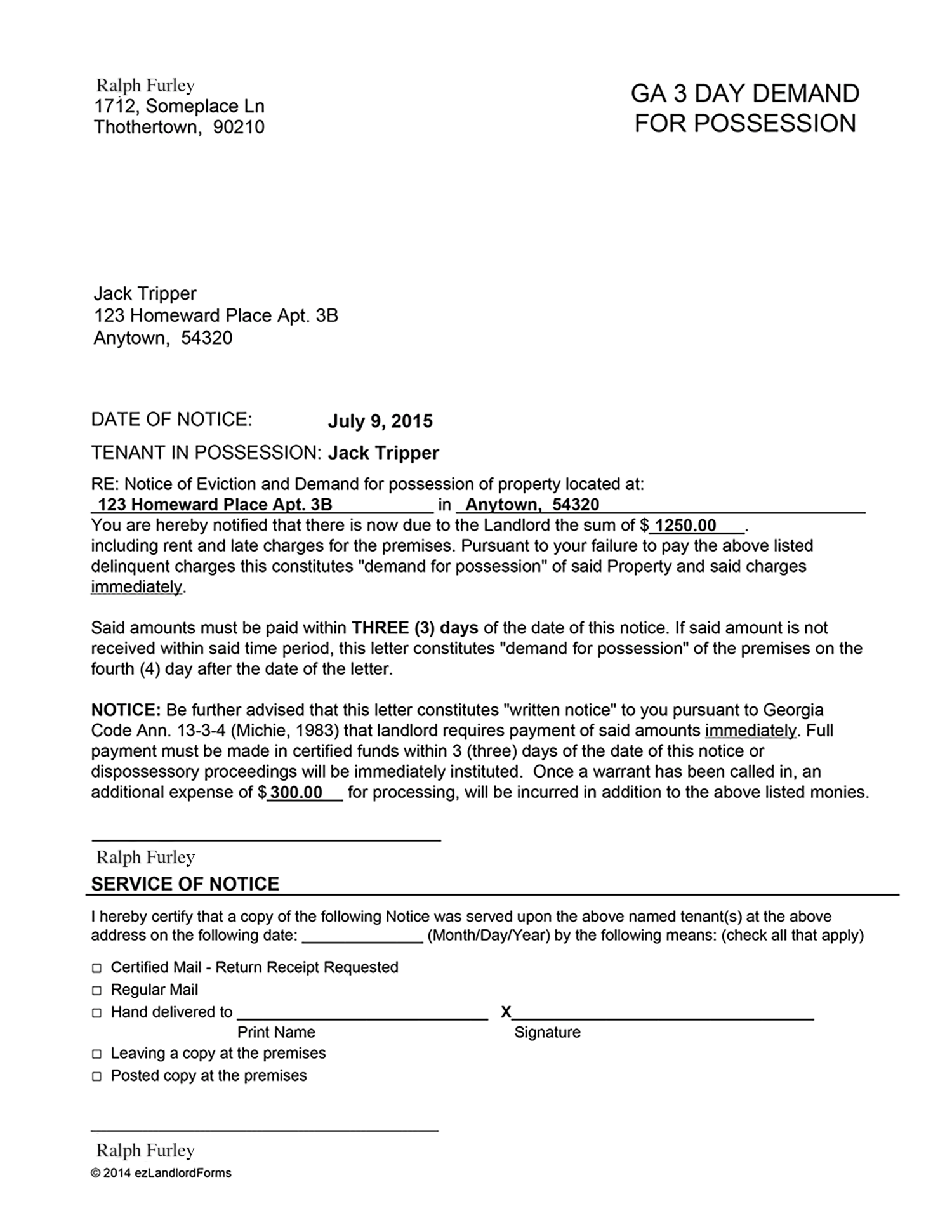 Eviction Warning Letter Template