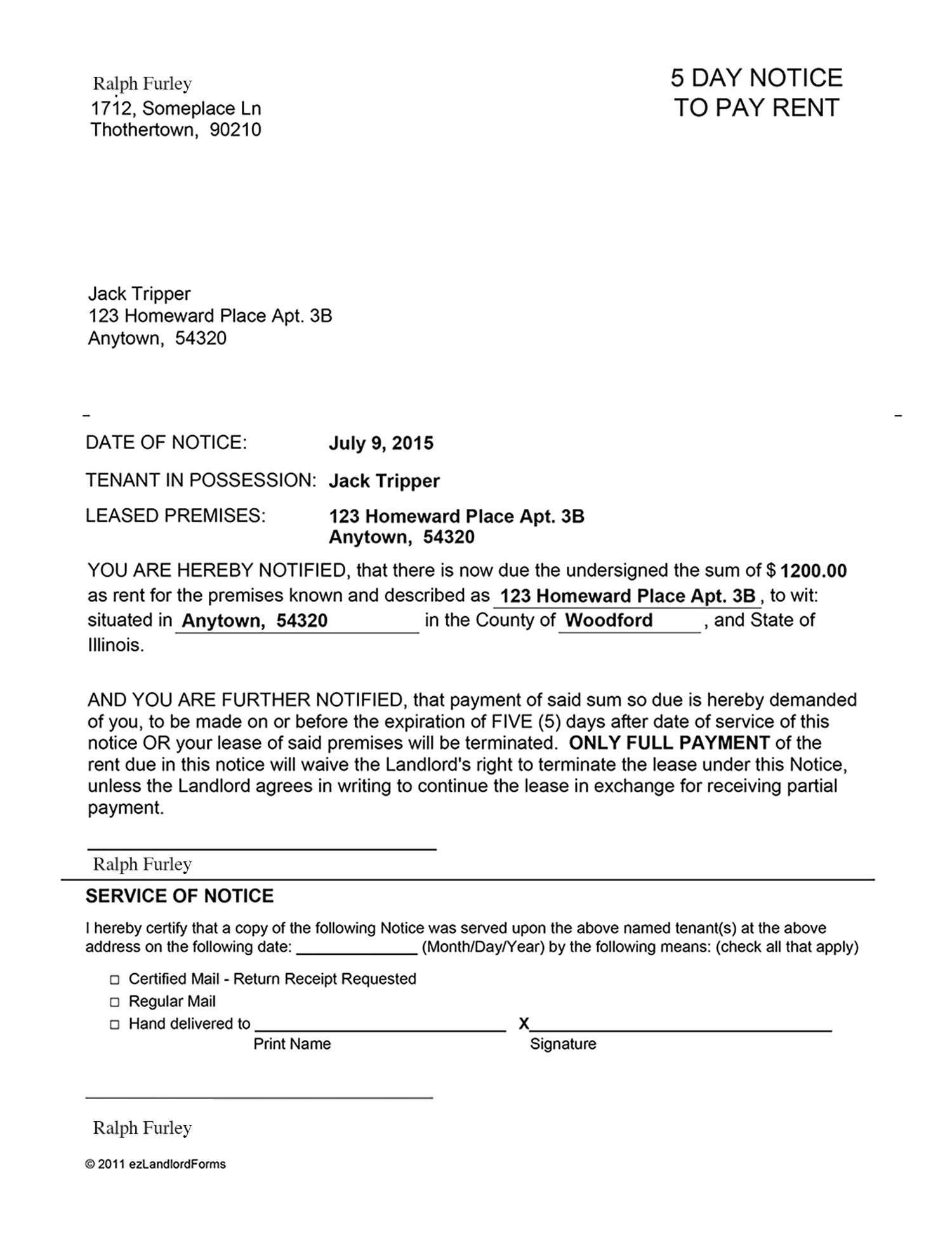 Sample Eviction Notice Illinois The Document Template