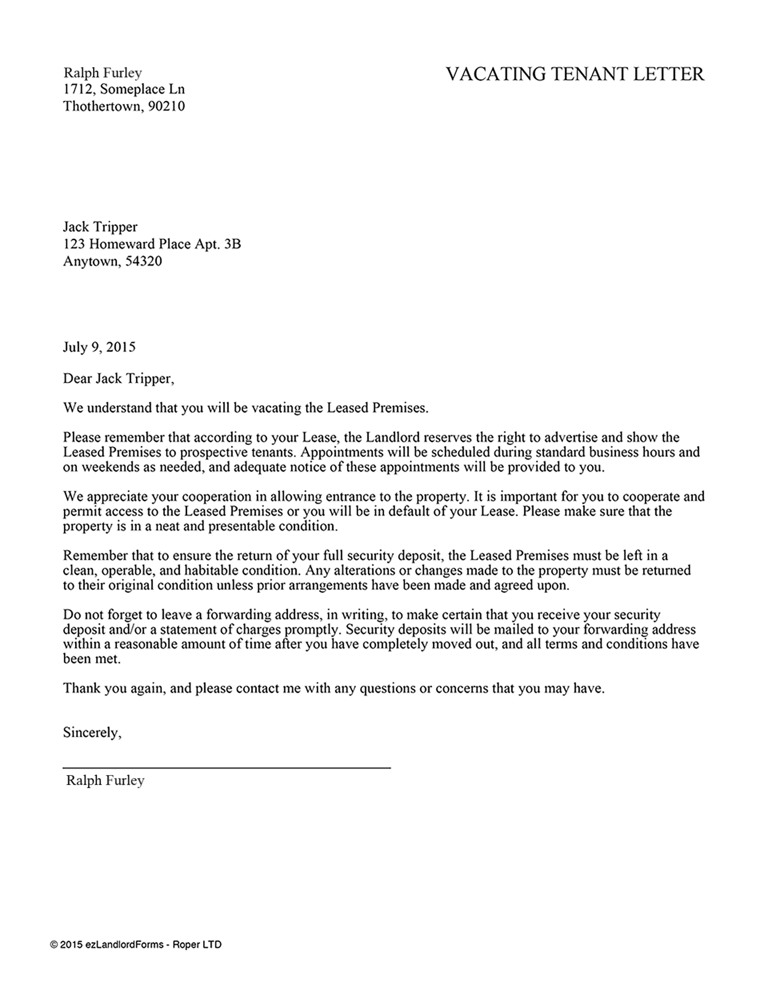 Letter Giving Notice To Landlord from www.ezlandlordforms.com