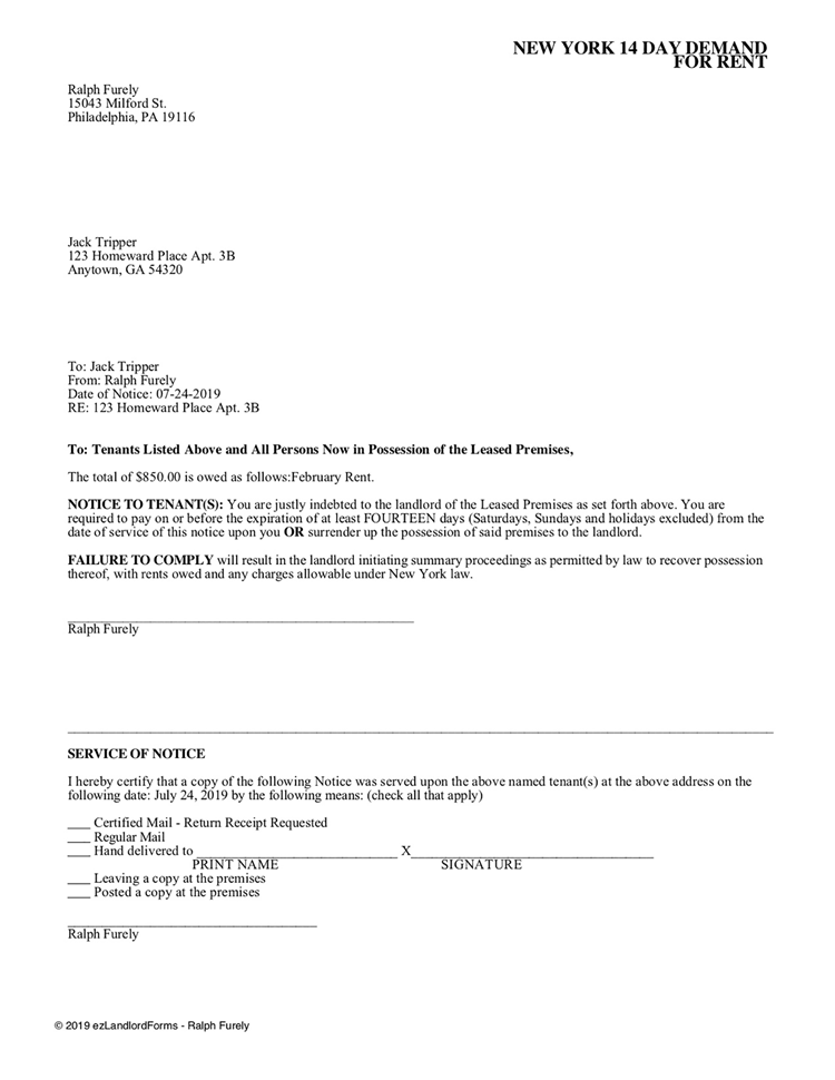 Demand For Rent Payment Letter Sample from www.ezlandlordforms.com