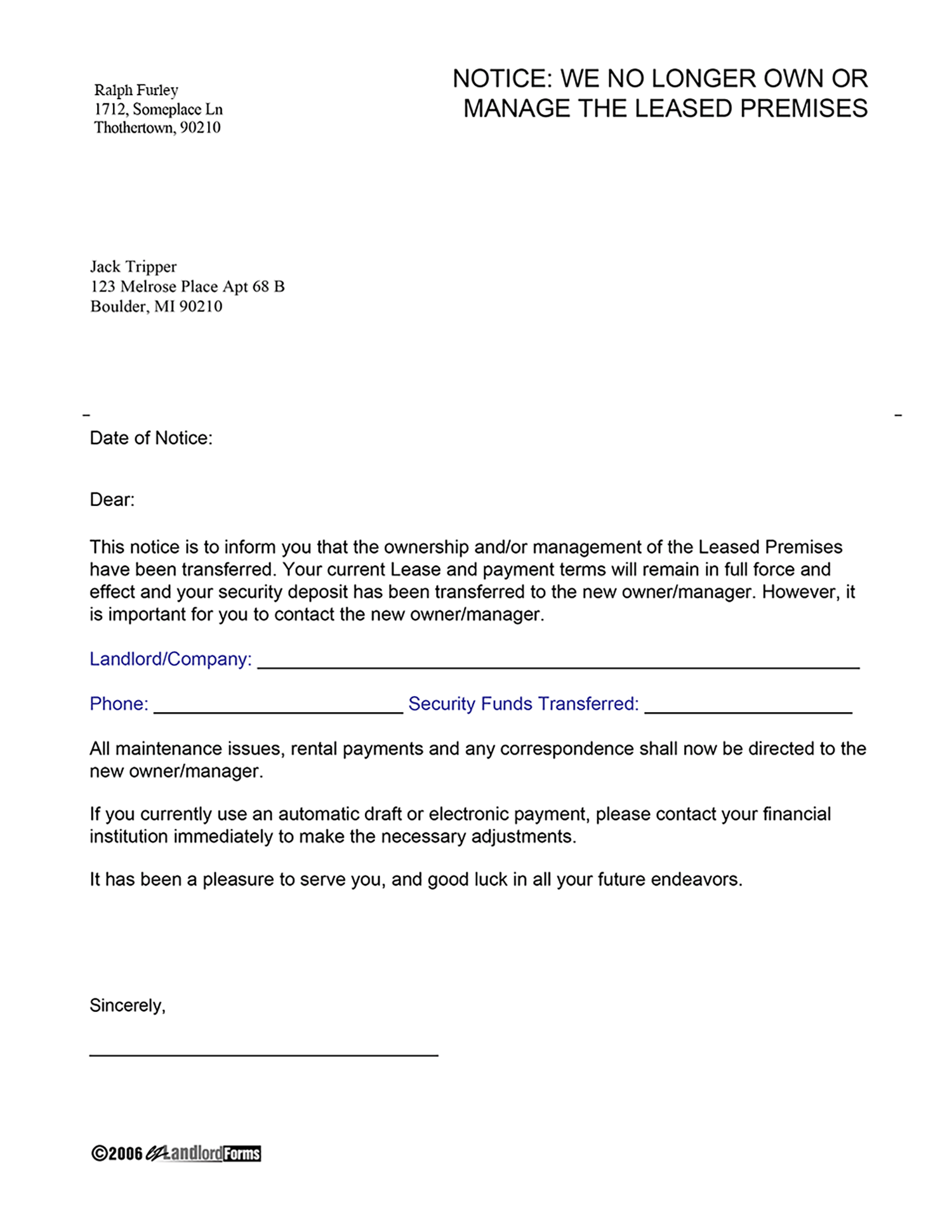 Transfer Of Ownership Letter Template from www.ezlandlordforms.com