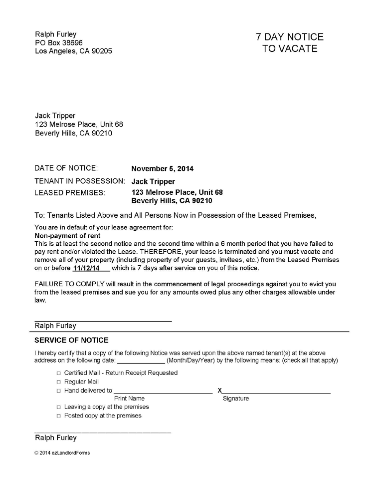 tennessee 7 day notice to vacate ez landlord forms